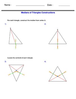 Construct the Median of a Triangle (solutions, examples