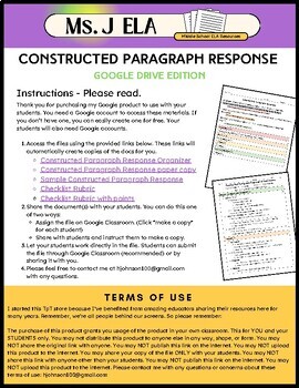 Preview of Constructed Paragraph Response