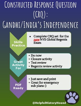 Preview of NYS Global History Regents: CRQ- Gandhi/India (Primary Sources!)