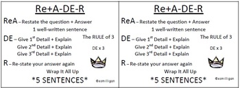 Preview of Constructed Response - ReADER Format Cue Cards