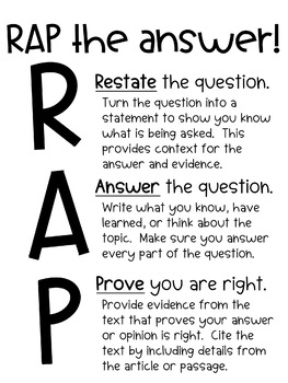 Constructed Response, Short Answer Strategy, RAP Poster by That Dandy Patch