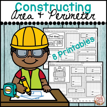 area and perimeter worksheets construction theme by math nut tpt