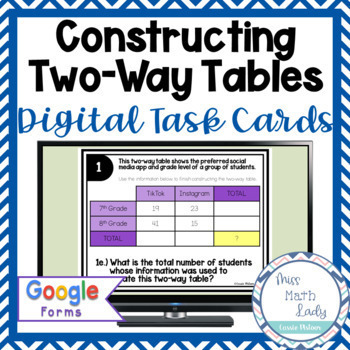 Preview of Constructing Two-Way Tables Digital Task Cards GOOGLE Form