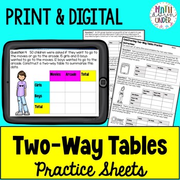 Preview of Constructing Two-Way Tables Practice Sheets - Print & Digital