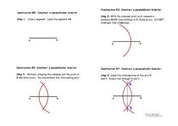 Preview of Construction #2:  Perpendicular Bisector - Instructional Diagram
