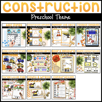 Preview of Construction Activities for Preschool - Math, Literacy, Dramatic Play, & STEM