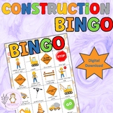 Construction Bingo Cards Activity Preschool Early Elementa