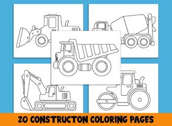 Preview of Construction Coloring Set: 20 Pages of Preschool and Kindergarten Worksheets