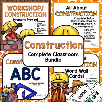 Preview of Construction Complete Classroom Bundle for Preschool, PreK, K, & Homeschool!