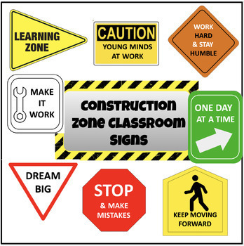 Preview of Construction Learning Zone | Classroom, Hallway, Door Decor
