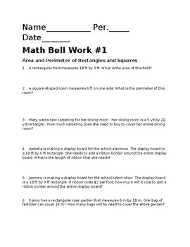 Preview of Construction Math Worksheets - Story problems, Areas and Perimeters.