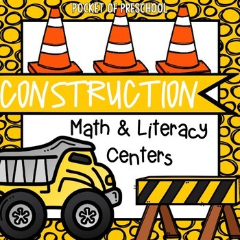 Preview of Construction Math and Literacy Centers for Preschool, Pre-K, & Kindergarten