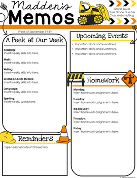 Construction Newsletter Template By Teacher S Clubhouse Tpt