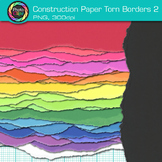 Construction Paper Torn Border Clipart: 24 Page Borders & 