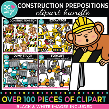 Preview of Construction Preposition Clipart Bundle | Building Site Clipart | Speech | Zoo
