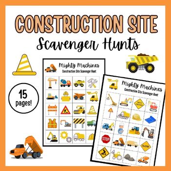 Preview of Construction Site Printable Scavenger Hunt Activity Package