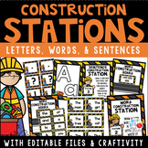Construction Stations-Letters,Words,and Sentences w/Editab