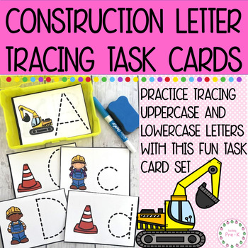 Preview of Construction Theme Alphabet Tracing Task Card Freebie
