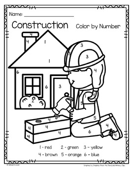 Download Construction Theme Color by Number Printables - 3 pages by KidSparkz