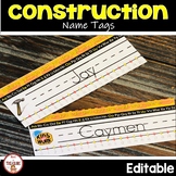 Construction Theme Name Tags | Editable