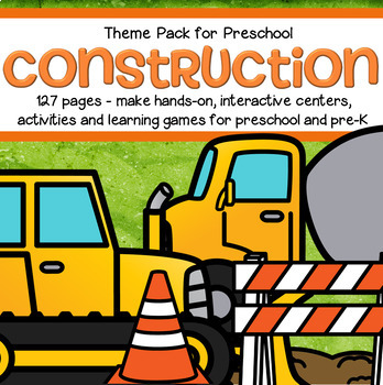 Preview of Construction Theme Unit Math Literacy Centers Activities Preschool 127 pages