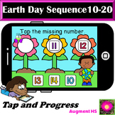 Earth Day Number Sequencing 10-20 Tap and Progress on Boom Cards™