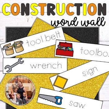 Preview of Construction Themed Word Wall Tracing Cards for Preschoolers