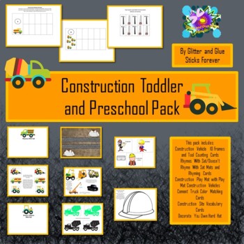 Preview of Construction Toddler and Preschool Pack #DistanceLearningTpT