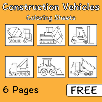 Preview of Construction Vehicle Coloring Sheets for Kids