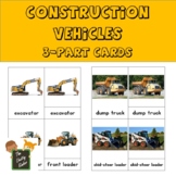Construction Vehicles 3-Part Cards