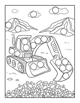 Construction Vehicle Dot Marker Coloring Book For Kids