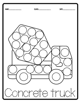 Vehicles Dot Markers:Fun Dot Markers Coloring Pages of Car, Truck