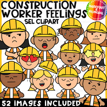 Preview of Construction Worker Clipart Feelings and Emotions - Community Helpers Clipart