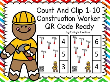 Preview of Construction Worker Count And Clip 1-10 (QR Code Ready) Dollar Deal
