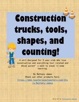 Preview of Construction trucks, tools, shapes, and counting!