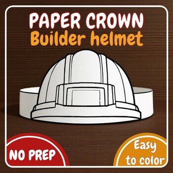 Construction worker community helper printable paper crown Headband ...