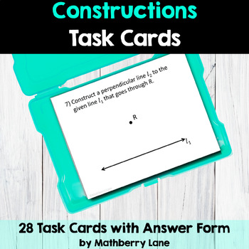 Preview of Constructions Geometry Task Cards for Practice Review Stations Activity