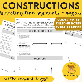 Preview of Constructions Practice - Constructing Perpendicular & Angle Bisectors - Geometry