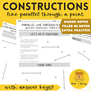 Preview of Constructions Practice - Constructing a Line Parallel Through A Point -Geometry