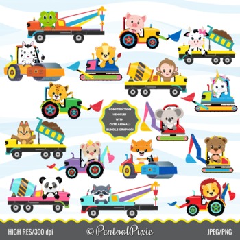 Preview of Constructions vehicles clipart, transportation, vehicles clipart animals clipart