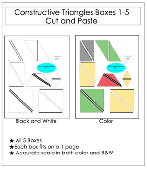 Preview of Constructive Triangles Boxes 1-5 Cut and Paste | Montessori Distance Learning