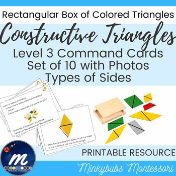 Preview of Constructive Triangles Comparing Sides Command Cards for Set 1A Level 3