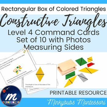 Preview of Constructive Triangles Measuring Sides Command Cards for Set 1A Level 4