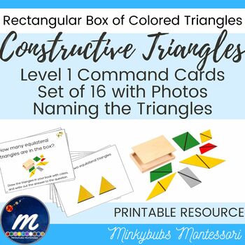 Preview of Constructive Triangles Naming the Shapes Command Cards for Set 1A Level 1