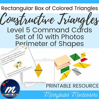 Preview of Constructive Triangles Perimeter of Shapes Command Cards for Set 1A Level 5