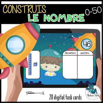 Preview of Construis le nombre de 0-50 : dizaine, unité Boom Cards French distance learning