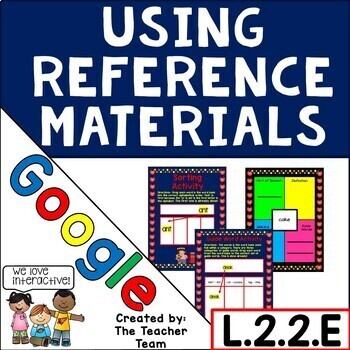 Preview of Consult and Use Reference Materials | Grammar L.2.2.E | Google Slides