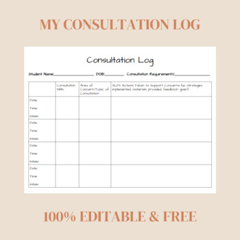 Consultation Log - Google Doc by Happy Healthy Speechy | TpT