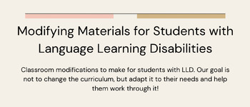 Preview of Consultation Sheet LLD Classroom Modifications