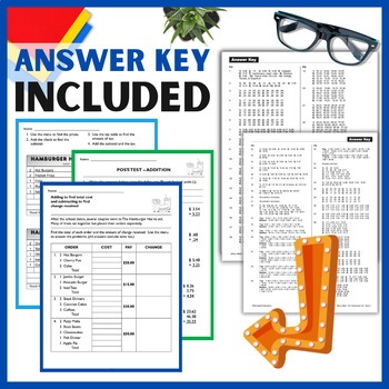 Menu Math Addition Subtraction Lessons Activities At The Hamburger Hut